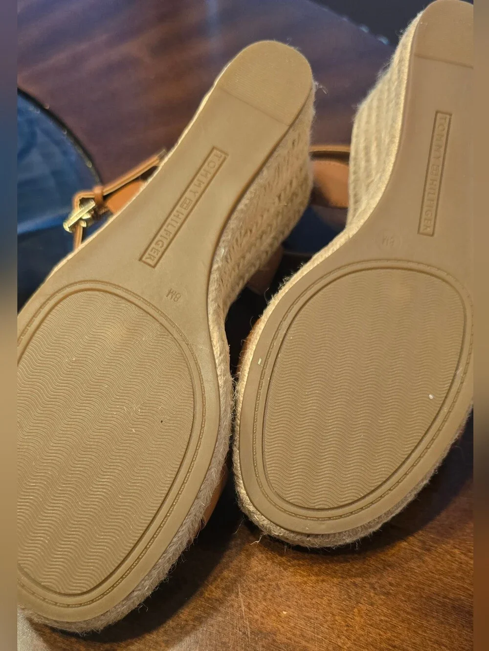 Tommy Hilfiger NWT Tan Espadrille Wedge Sandals, Sz. 8